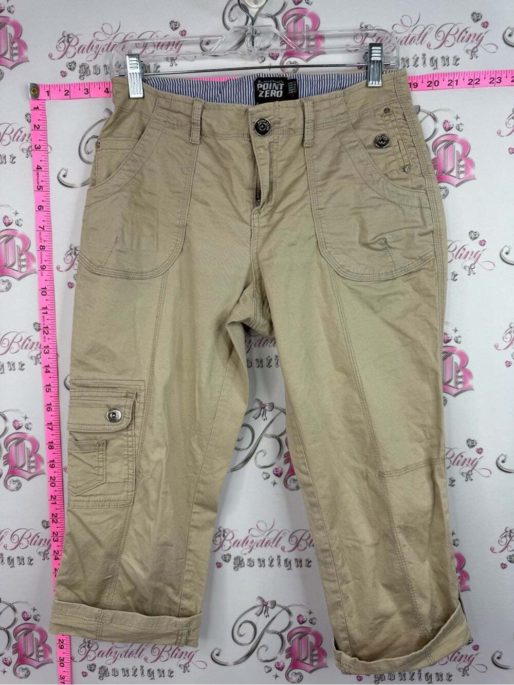 Point Zero capri pants y2k pockets Tan Women's Cargo Capris